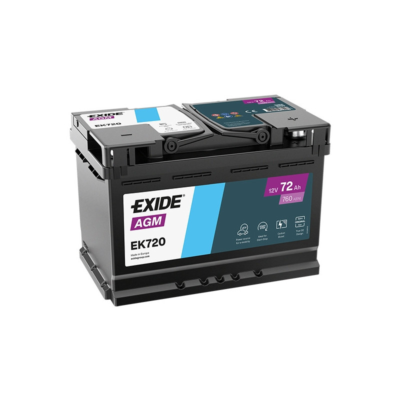 BATTERY EXIDE EK720 12V 72AH 760A AGM