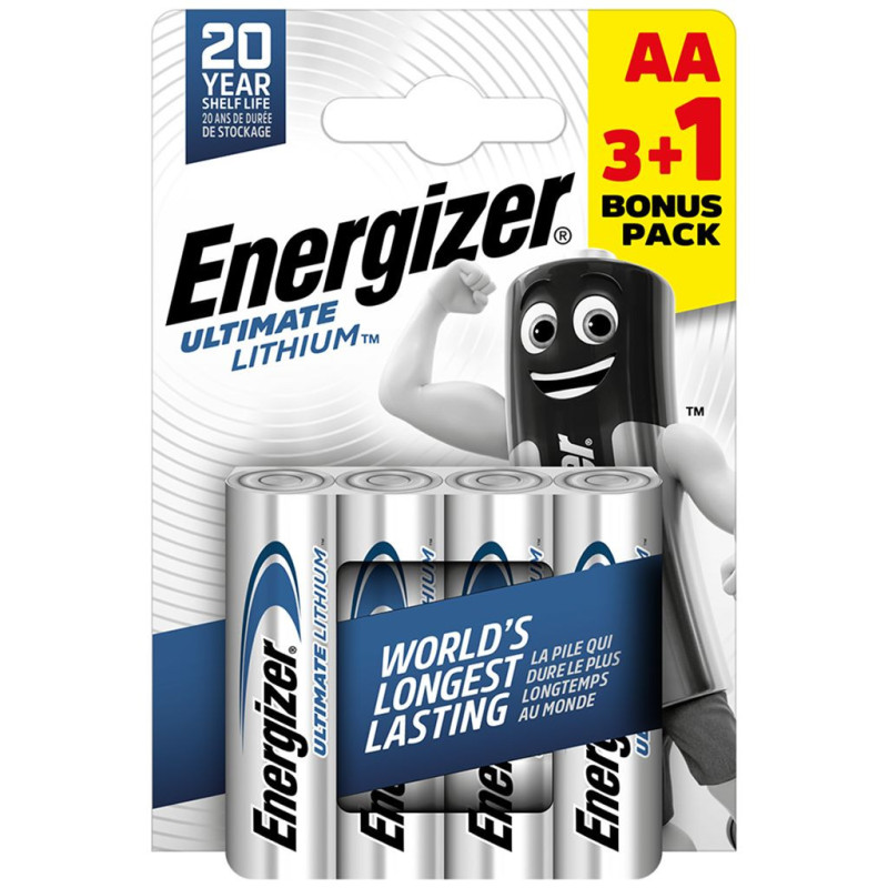 Energizer Ultimate Lithium AA L91 FR6 4-pack of batteries Energizer Ultimate Lithium AA L91 FR6 4-pack of batteries
